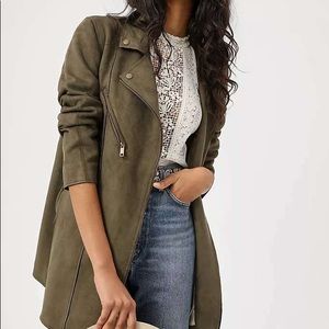 Anthropologie Ripley Sueded Longline Moto Jacket